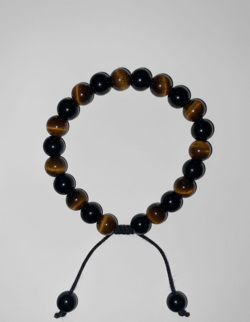 TIGER'S EYE AND BLACK OYNX BRACELET